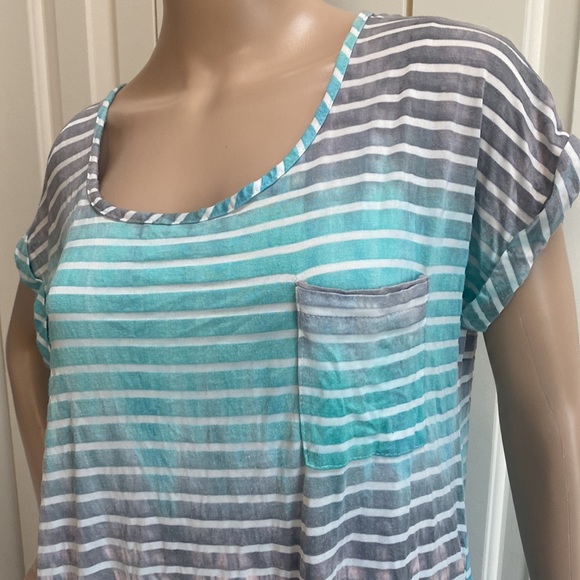 Blue Curl Beachwear Womens Large Cover up Long Shirt. stripes. Ombré. Pockets. - Picture 4 of 12